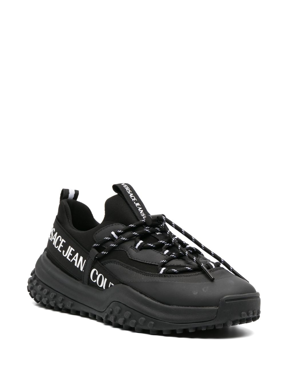 Black logo print lace up sneakers men VERSACE JEANS COUTURE